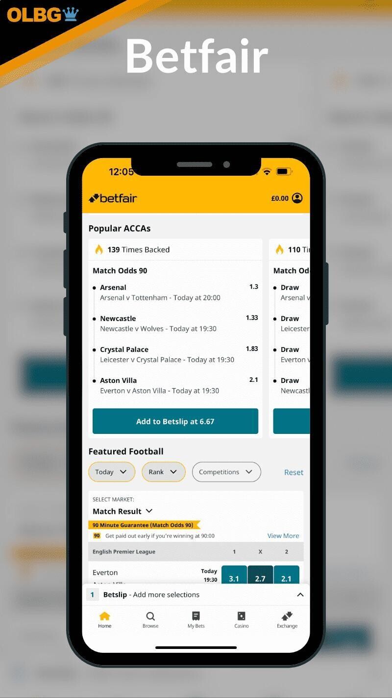Betfair app download screen showing smooth betting exchange market layout